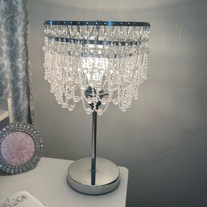 Elegant Crystal Inspired Table Lamp with Silver Base